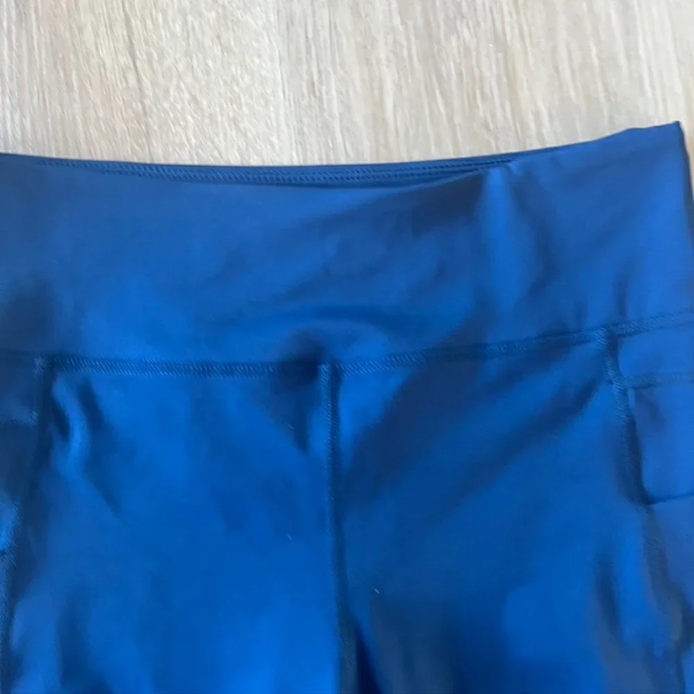 ** Zyia Active Navy Blue Pocket Brilliant Hi Rise Leggings Size 12 crop